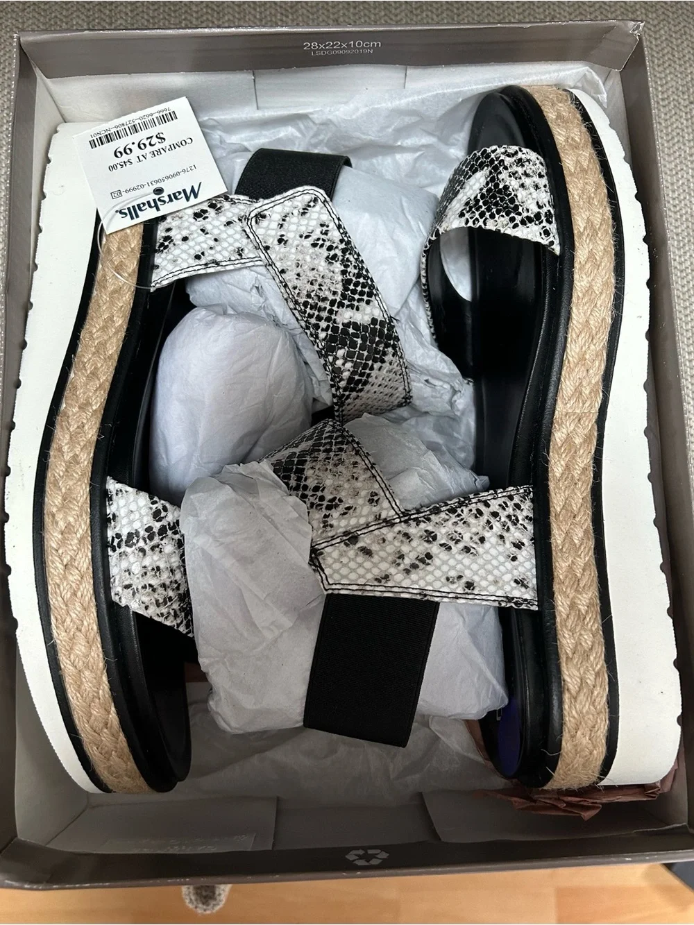 Brand New with tags Women's Snake-Print Platform Sandals - Black/White